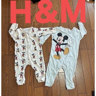 エイチアンドエム(H&M)のh&m 長袖　ミッキー　カバーオール(カバーオール)