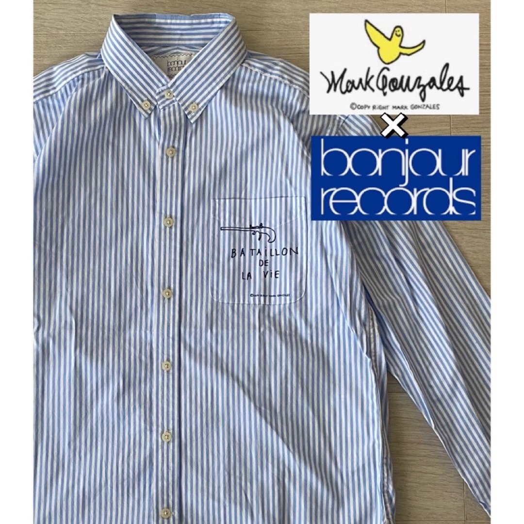 Mark Gonzales(マークゴンザレス)の新品 訳あり マークゴンザレス ボタンダウン シャツ ストライプ オーバーサイズ レディースのトップス(シャツ/ブラウス(長袖/七分))の商品写真