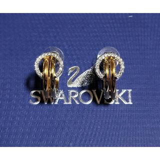 SWAROVSKI - ◆SWAROVSKI◆ラインストーン付き フープピアス ゴールドカラー 箱付き