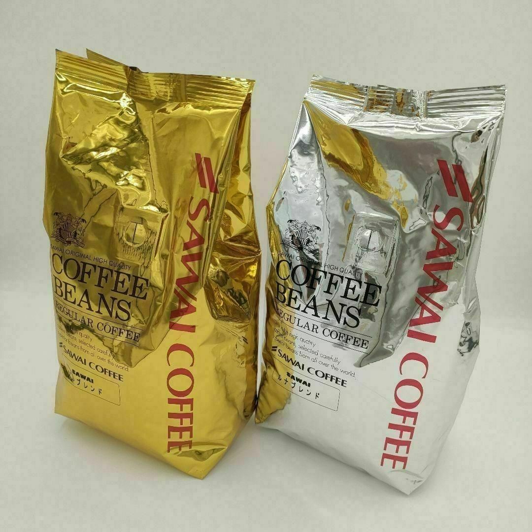 SAWAI COFFEE(サワイコーヒー)の澤井珈琲　コーヒー豆　珈琲豆　ルナブレンド　ソルブレンド　金　銀　400g×2袋 食品/飲料/酒の飲料(コーヒー)の商品写真