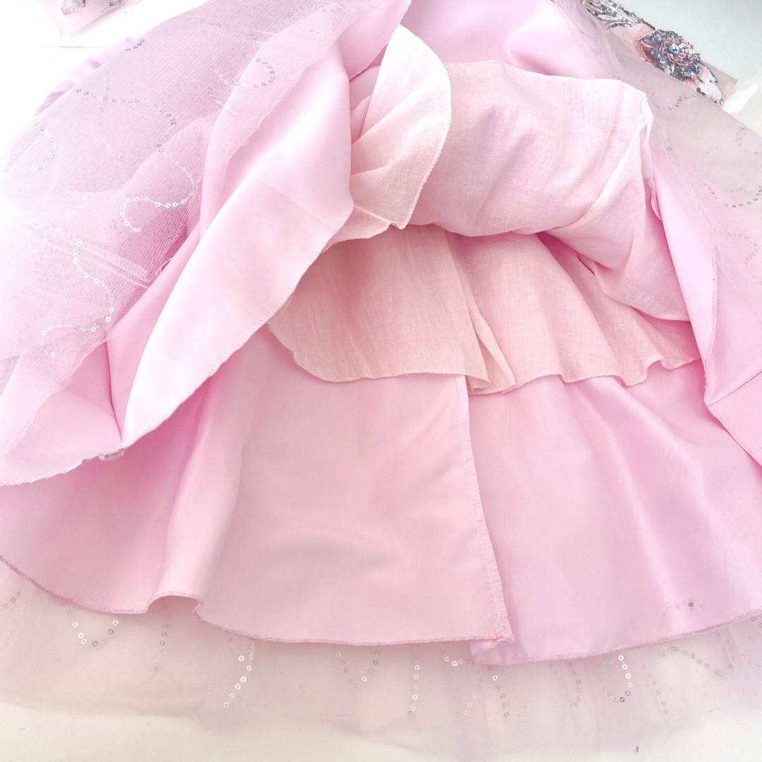 ドレス 120 ピンク キッズ こども フォーマル 結婚式 ピアノ発表会 キッズ/ベビー/マタニティのキッズ服女の子用(90cm~)(ドレス/フォーマル)の商品写真