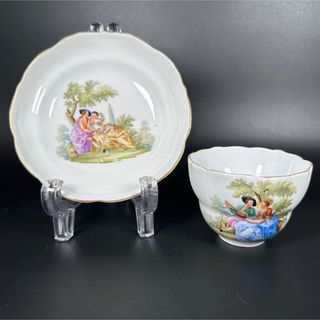 マイセン(MEISSEN)の美品 マイセン ワトー コーヒーカップ&ソーサー 1客 アンティーク、1級品(食器)