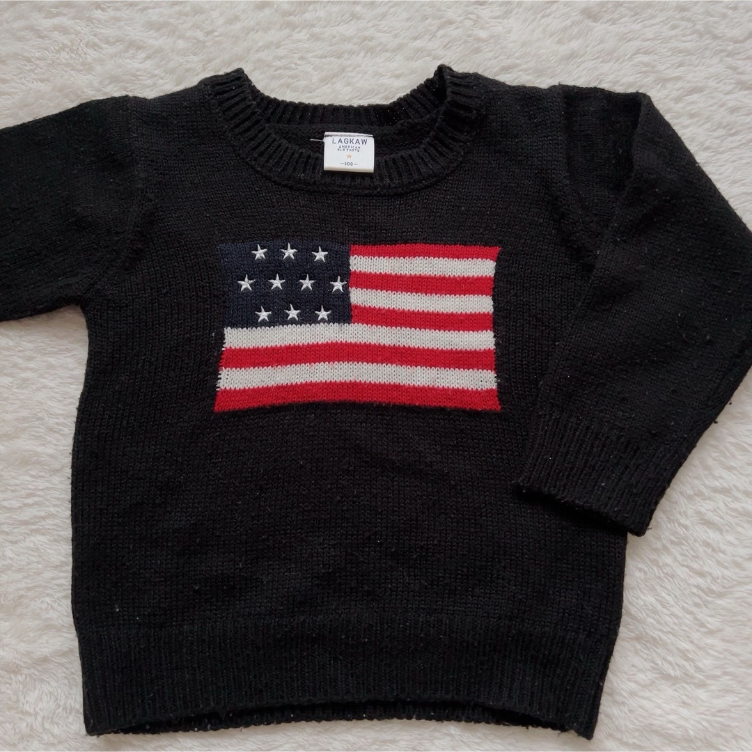 アメリカ国旗ニット100 キッズ/ベビー/マタニティのキッズ服男の子用(90cm~)(ニット)の商品写真