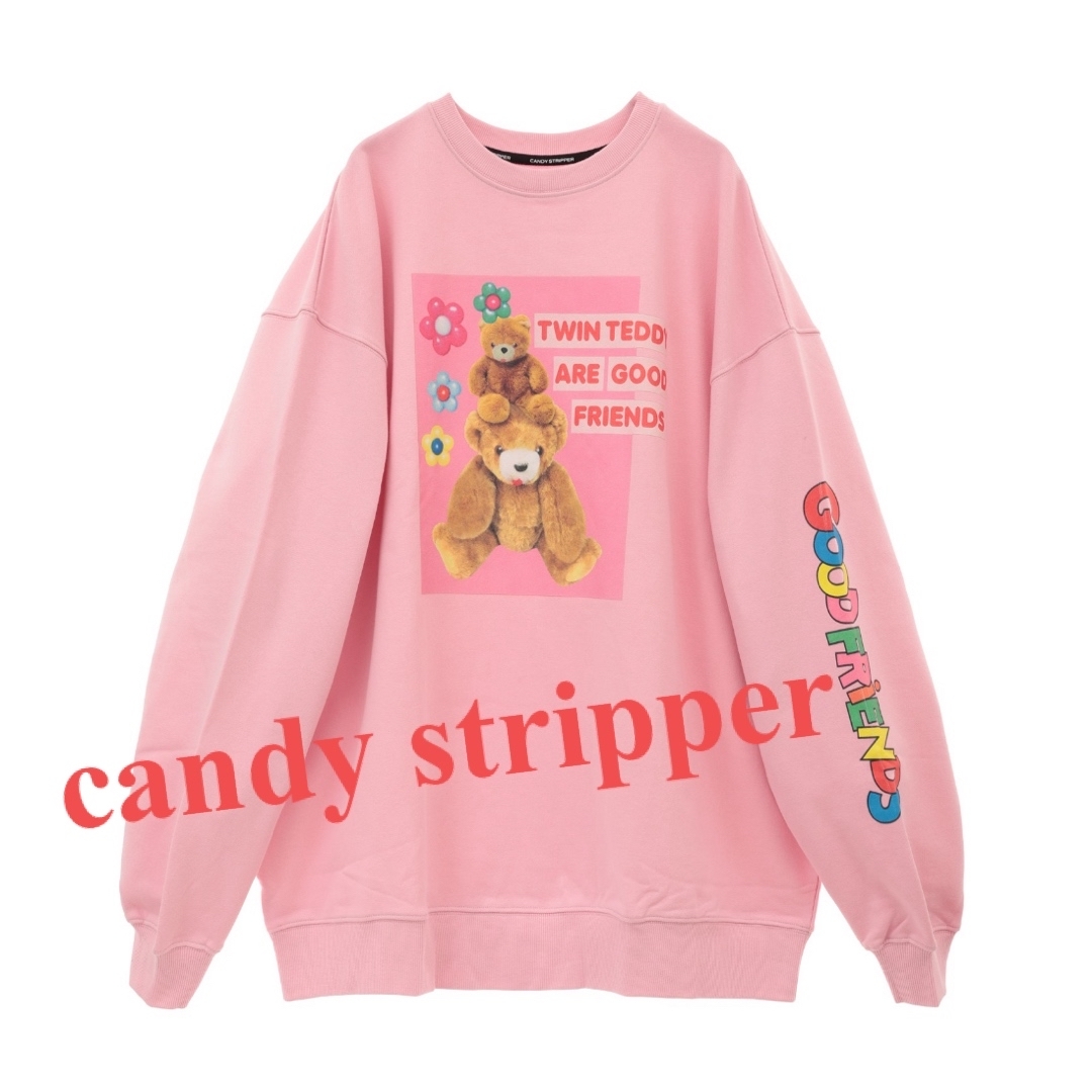 Candy Stripper(キャンディーストリッパー)のcandy stripper くまちゃんのトレーナー　ピンク レディースのトップス(トレーナー/スウェット)の商品写真