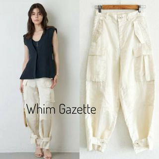 ウィムガゼット(Whim Gazette)の美品 ウィムガゼット サテン ミリタリーパンツ カーゴパンツ エクリュ 36(カジュアルパンツ)