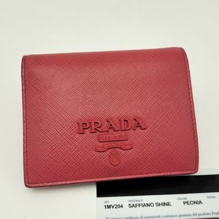 プラダ(PRADA)の極美品✨プラダ　折り財布　サフィアーノレザー　ピンク(財布)