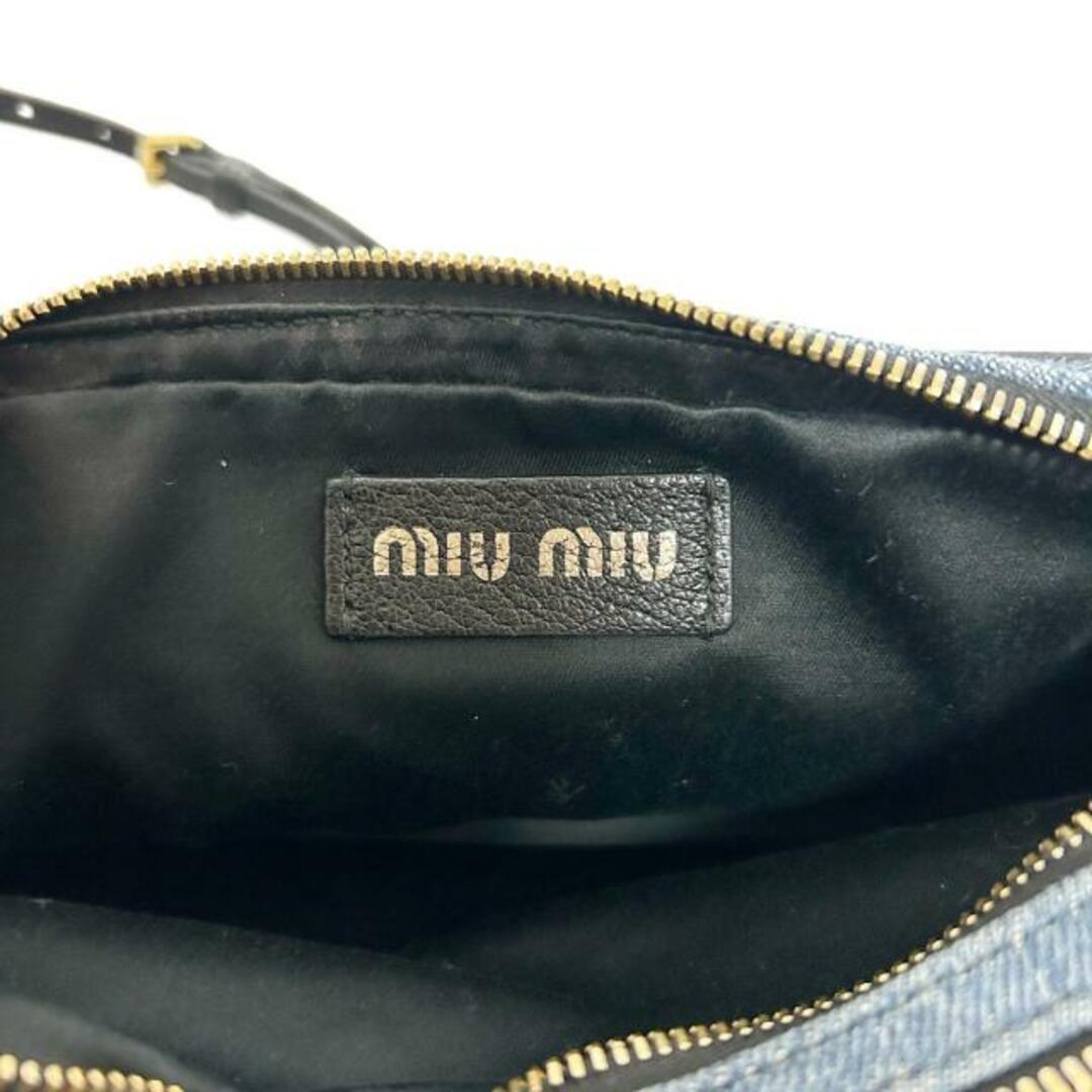 miumiu(ミュウミュウ)のmiumiu(ミュウミュウ) ショルダーバッグ美品  - ネイビー×黒 ミニバッグ デニム×レザー レディースのバッグ(ショルダーバッグ)の商品写真