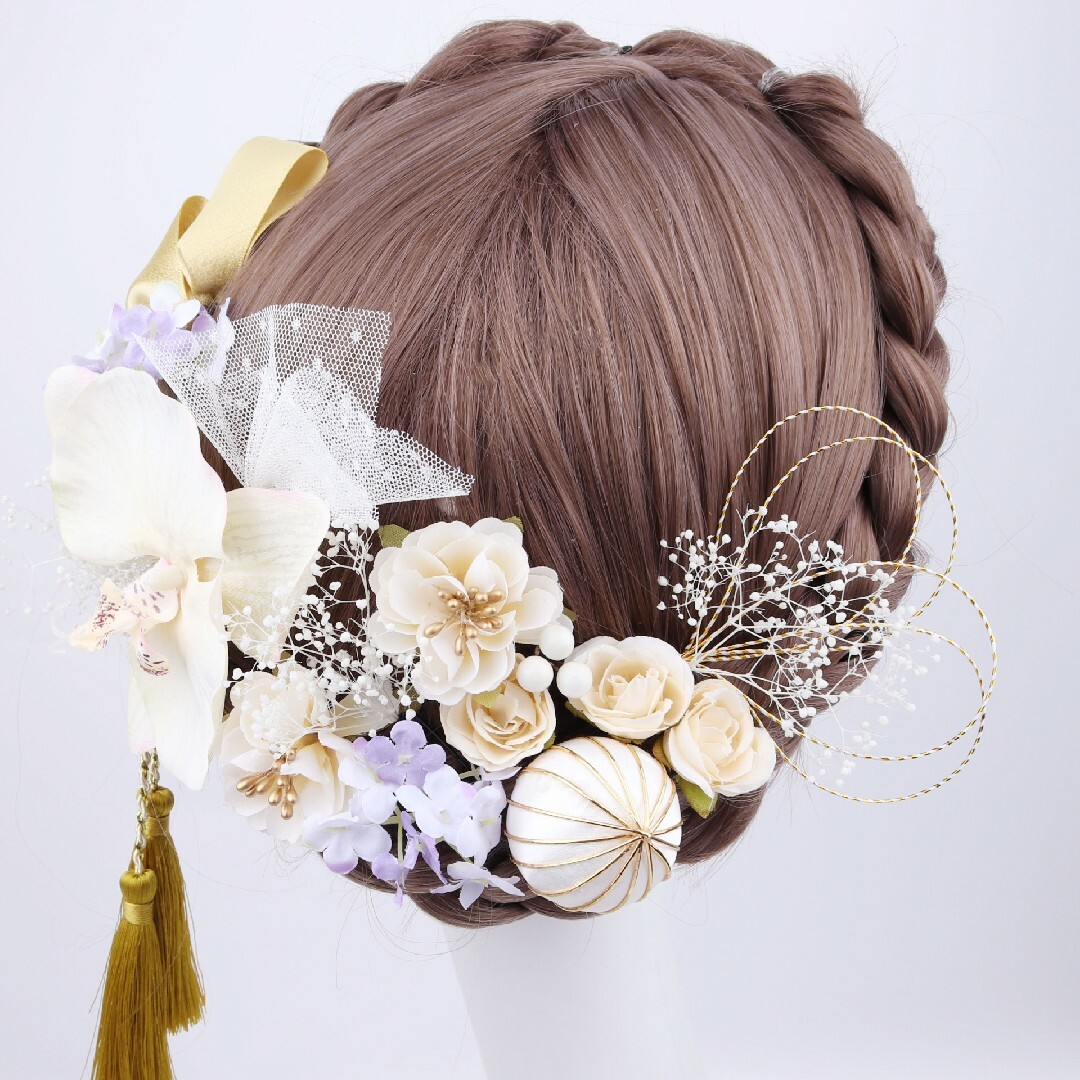 髪飾り　胡蝶蘭　ヘッドドレス　結婚式　成人式　卒業式　浴衣　和装 レディースのヘアアクセサリー(その他)の商品写真