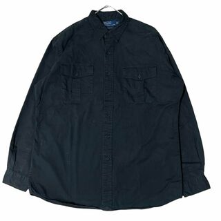POLO RALPH LAUREN - ポロラルフローレン 長袖シャツ エルボーパッチ ポニー刺繍 ブラックa67