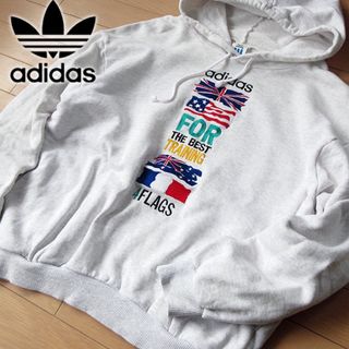 アディダス(adidas)の美品 M アディダス 80's デサントタグ メンズ パーカー グレー(パーカー)