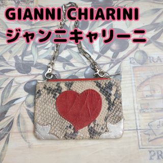 ジャンニキャリーニ(GIANNI CHIARINI)の✨希少×良品✨ ジャンニキャリーニ ハート カードケース チェーンホルダー(パスケース/IDカードホルダー)