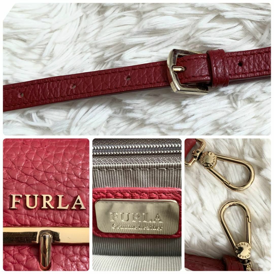 Furla(フルラ)の極美品✨フルラ フロー ハンドバッグ 2way レザー ロゴ金具 レッド 袋付き レディースのバッグ(ショルダーバッグ)の商品写真