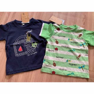 新品未使用　80 男の子向け　Tシャツ　2枚セット　虫　昆虫好き　保育園　1歳(Ｔシャツ)