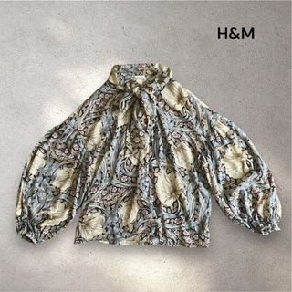 H&M - H&M ウィリアムモリス ボウタイブラウス 植物柄 総柄 タイネック 36サイズ