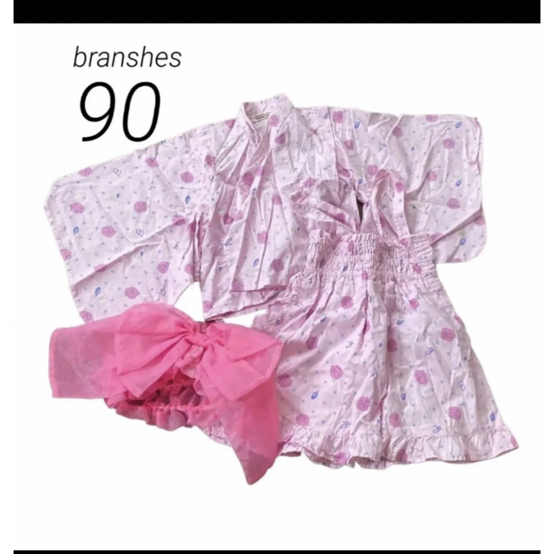 Branshes(ブランシェス)のbranshes  浴衣　セパレート　 帯付き　  サイズ　90  キッズ/ベビー/マタニティのキッズ服女の子用(90cm~)(甚平/浴衣)の商品写真