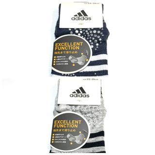 アディダス(adidas)のレディースショート丈【アディダス×福助】五本指ソックス滑り止め付き  2足セット(ウォーキング)