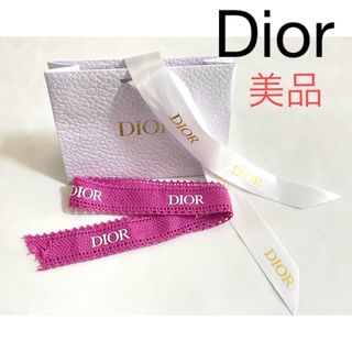 ディオール(Dior)の美品■Dior ディオール ミニ ショッパー りぼん2本 ピンク ホワイト(ショップ袋)