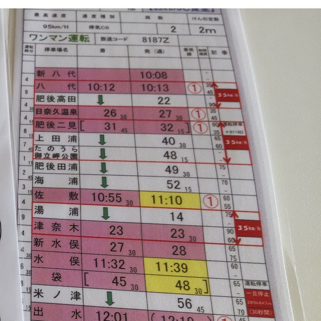 肥薩おれんじ鉄道 運転士用時刻表レプリカ エンタメ/ホビーのコレクション(その他)の商品写真