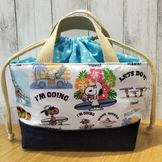 スヌーピー(SNOOPY)のSNOOPY　日焼けHawaii　巾着トートバッグ　お弁当袋　Handmade(トートバッグ)