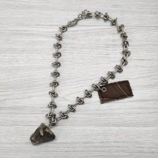 RAF SIMONS 21SS Charm Necklace 100BRASS Rイニシャル ストーン 211-985-65001-0020 ネックレス シルバー メンズ ラフシモンズ【中古】4-0408G◎