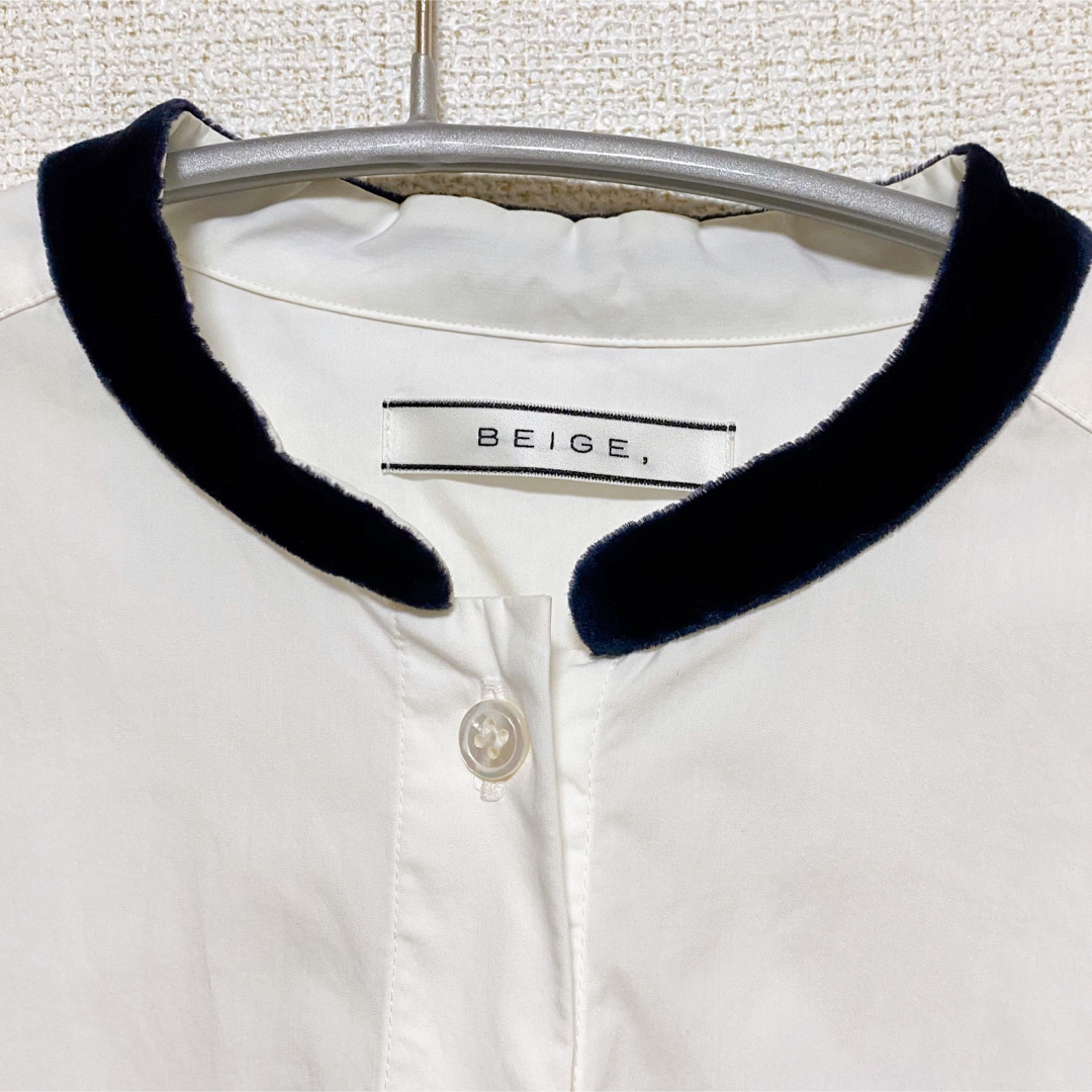 BEIGE,(ベイジ)のBEIGE, ベロアカラー半袖シャツ レディースのトップス(シャツ/ブラウス(半袖/袖なし))の商品写真