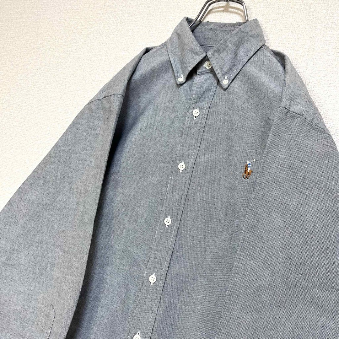 Ralph Lauren(ラルフローレン)のラルフローレン ボタンダウンシャツ 長袖 グレー マルチポニー刺繍 90s メンズのトップス(シャツ)の商品写真