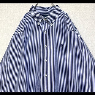 Ralph Lauren - ラルフローレン  BDシャツ 長袖 ブルーストライプ ポニー刺繍 ゆるだぼ XL