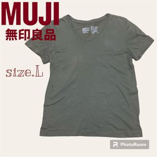 ムジルシリョウヒン(MUJI (無印良品))の無印良品/MUJI☻Vネック Tシャツ カーキ(Tシャツ(半袖/袖なし))