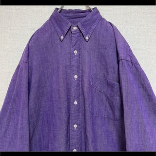 ラルフローレン(Ralph Lauren)のレア ラルフローレン BDシャツ 長袖 パープル 裾ポニー刺繍 ゆるだぼ 90s(シャツ)