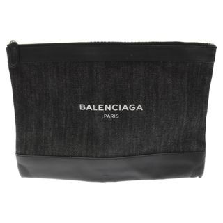 バレンシアガ(Balenciaga)のBALENCIAGA バレンシアガ ネイビークリップ レザー切り替えクラッチバッグ 420407 ブラック(セカンドバッグ/クラッチバッグ)