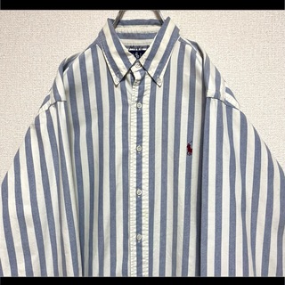 ラルフローレン(Ralph Lauren)のラルフローレン BDシャツ 長袖 ブルー 太めストライプ  ポニー刺繍 ゆるだぼ(シャツ)