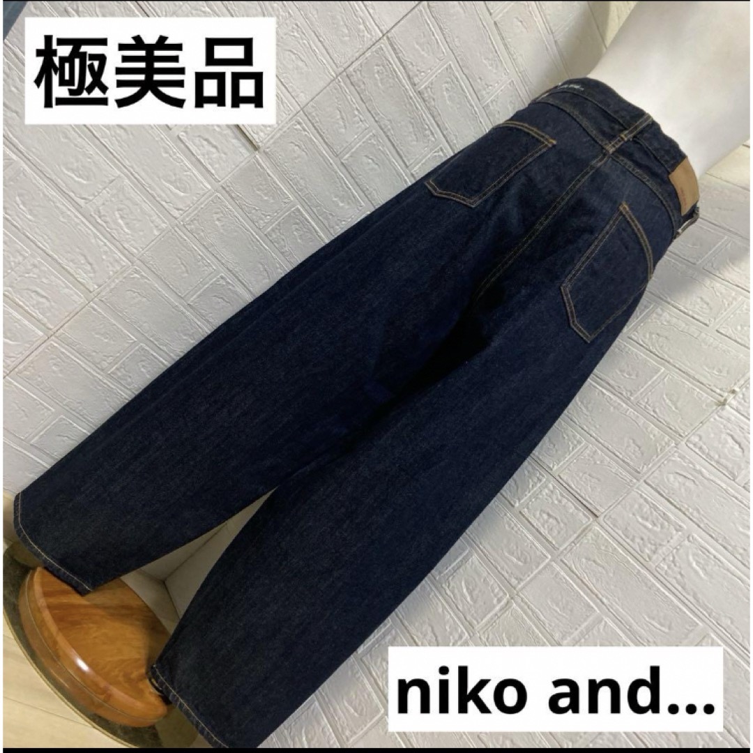 niko and...(ニコアンド)の【極美品】niko and... リジットバルーンデニム　Mサイズ　ロゴ入り レディースのパンツ(デニム/ジーンズ)の商品写真