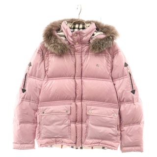 バーバリーブラックレーベル(BURBERRY BLACK LABEL)のBURBERRY BLACK LABEL バーバリー ブラックレーベル Nylon Down Jacket ファー付きナイロンダウンジャケット ピンク BMP75-127-32(ダウンジャケット)