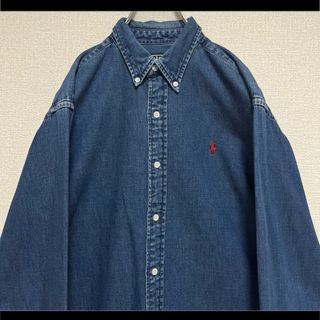 Ralph Lauren - ポロ ラルフローレン BDシャツ 長袖 デニム 赤ポニー刺繍 90s M相当