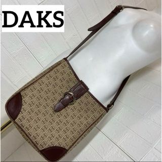 DAKS - DAKS 総柄　ショルダーバッグ　レザー　大容量ヴィンテージ斜めがけ 