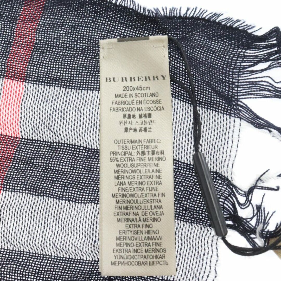 BURBERRY(バーバリー)のBURBERRY バーバリー バーバリーチェック ウール カシミヤ混 ストール マフラー 3828274 ネイビー メンズのファッション小物(ストール)の商品写真