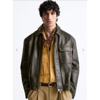 ザラ(ZARA)の新品タグ付 ZARA ヴィンテージエフェクトジャケット レザージャケット(レザージャケット)