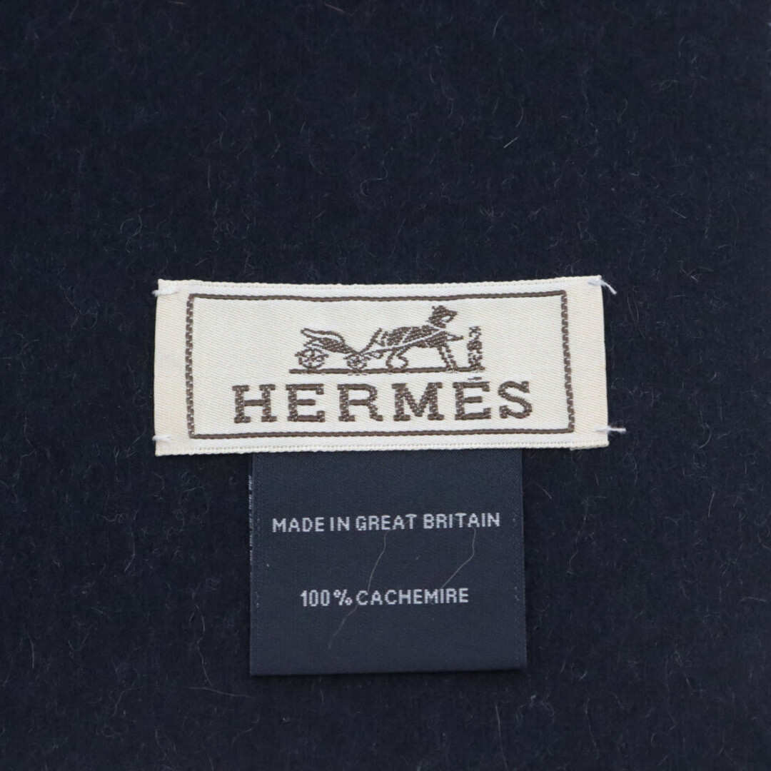 Hermes(エルメス)のHERMES エルメス ECHARPE COLLEGE ロゴ刺繍 カシミヤ リバーシブル マフラー マルチカラー メンズのファッション小物(マフラー)の商品写真