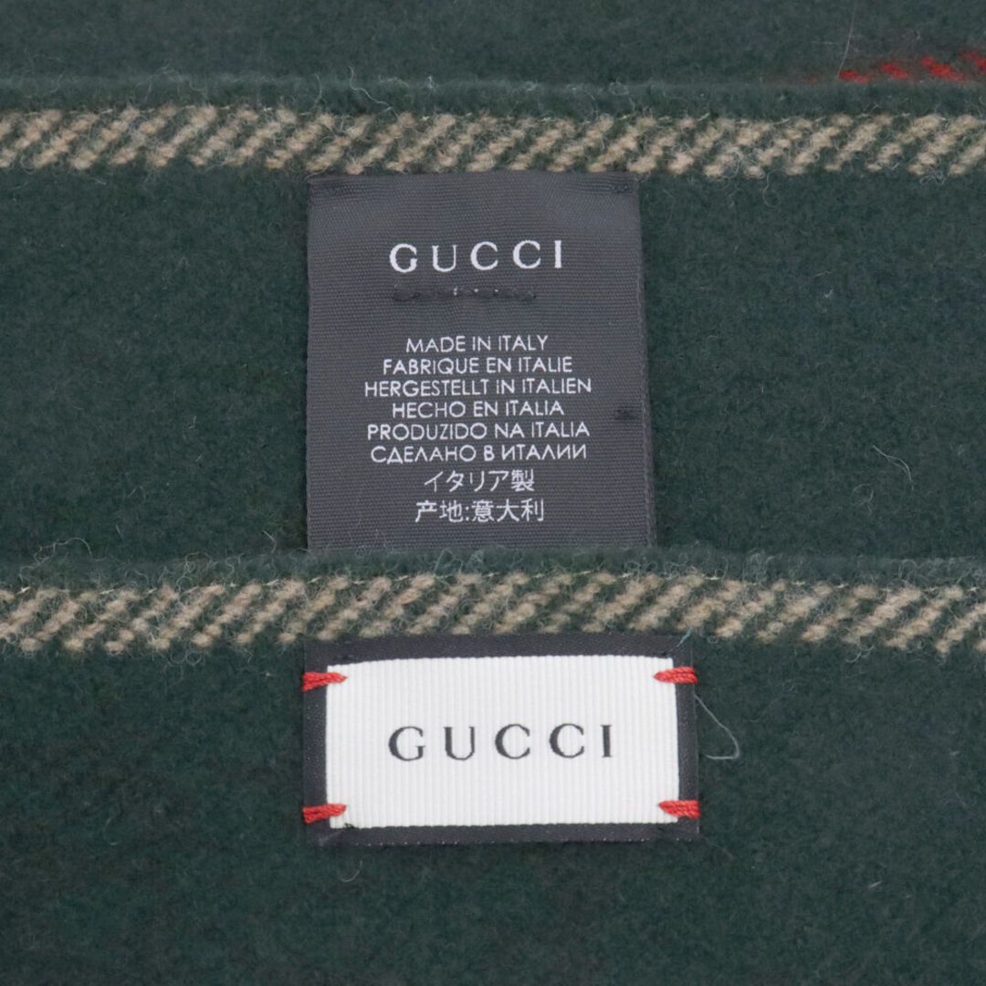 Gucci(グッチ)のGUCCI グッチ シェリーライン ウール マフラー 408419 4G200 グリーン/レッド メンズのファッション小物(マフラー)の商品写真