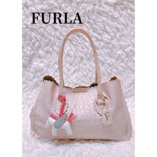 フルラ(Furla)のFURLA フルラ     ワンショルダーバッグ クロコ 型押しA4  チャーム(ショルダーバッグ)