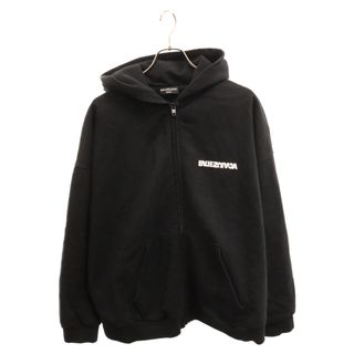 バレンシアガ(Balenciaga)のBALENCIAGA バレンシアガ 21AW Wide Zip Up Hoodie ワイド ジップアップフーディ スウェット パーカー ブラック 674719 TLVB4(パーカー)