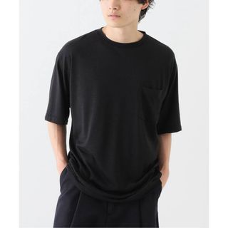 コモリ(COMOLI)のCOMOLI ウール天竺　Tシャツ　ブラック(Tシャツ/カットソー(半袖/袖なし))