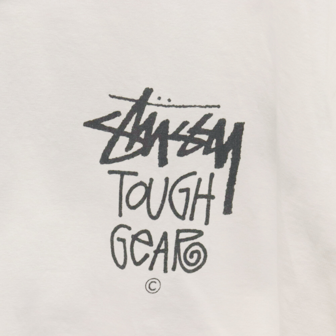 STUSSY ステューシー Tough Gear Tee タフギア グラフィックプリント クルーネック カットソー 半袖Tシャツ ホワイト/ブラック