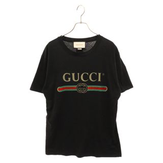 グッチ(Gucci)のGUCCI グッチ 18SS OVERSIZE TEE WITH GUCCI LOGO オーバーサイズ バック刺繍フラワーデザイン 半袖Tシャツ ブラック 457095-X5L89(Tシャツ/カットソー(半袖/袖なし))