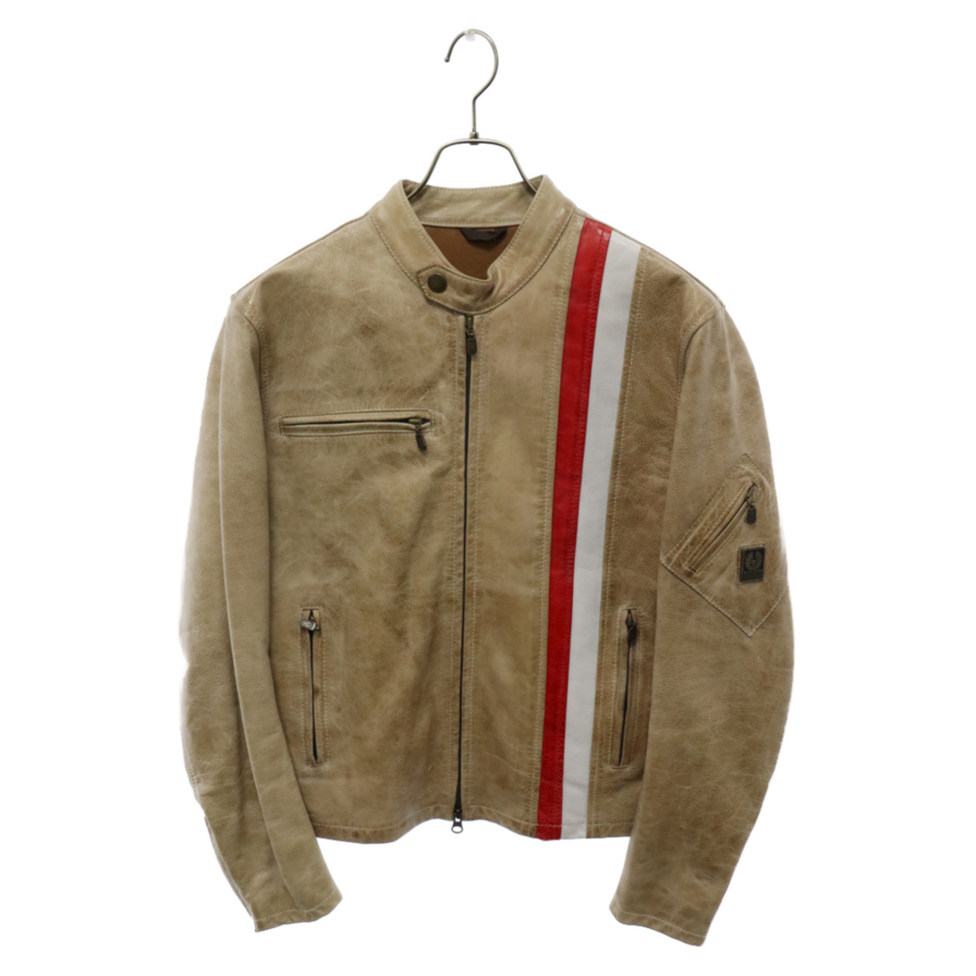 BELSTAFF(ベルスタッフ)のBELSTAFF ベルスタッフ GOLD LABEL ゴールドレーベル ヴィンテージ加工 カウレザー シングルライダースジャケット ベージュ メンズのジャケット/アウター(ライダースジャケット)の商品写真