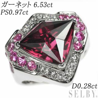 Pt900 ガーネット ピンクサファイア ダイヤモンド リング 6.53ct PS0.97ct D0.28ct(リング(指輪))