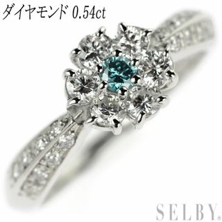 Pt900 トリートブルー/カラーレス ダイヤモンド リング 0.54ct フラワー(リング(指輪))