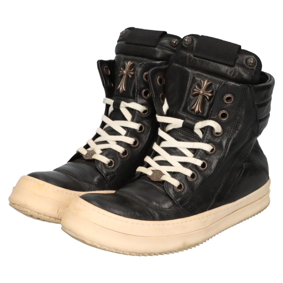 Chrome Hearts(クロムハーツ)のCHROME HEARTS クロムハーツ ×Rick Owens GEOBASKET ジオバスケット CHクロス装飾レザーハイカットスニーカー ブラック/ホワイト メンズの靴/シューズ(スニーカー)の商品写真