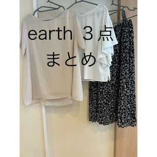 アースミュージックアンドエコロジー(earth music & ecology)のearth レディース　３点　トップス　スカート(シャツ/ブラウス(半袖/袖なし))