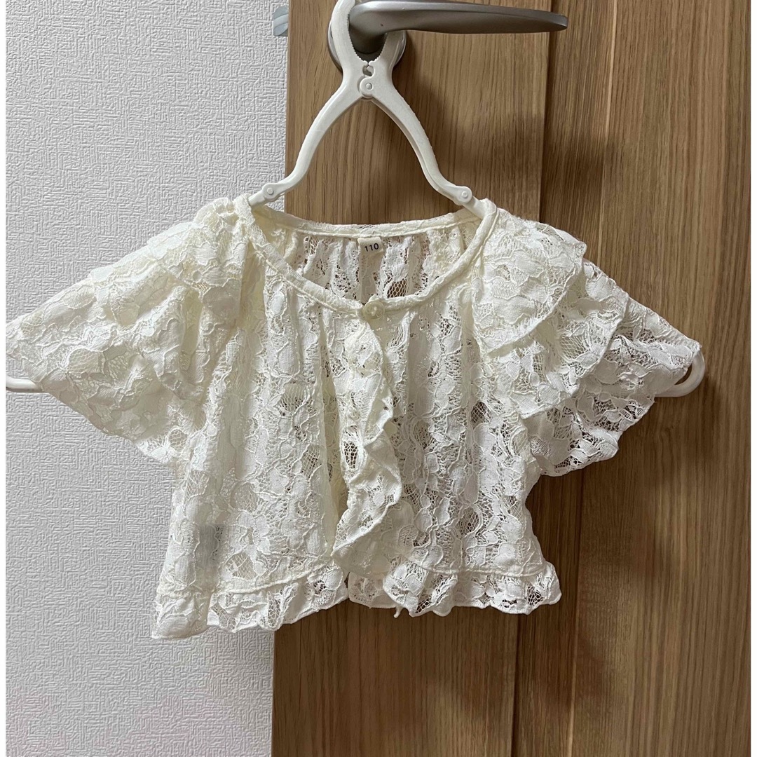 110 ボレロ　ドレス 結婚式　パーティ　レース　フリフリ　半袖 キッズ/ベビー/マタニティのキッズ服女の子用(90cm~)(ワンピース)の商品写真